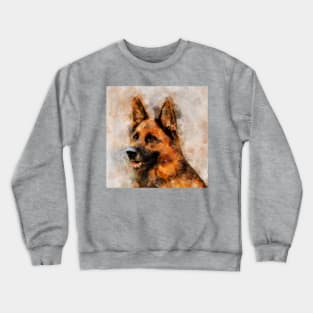 German Shepherd Dog Watercolor Portrait 04 Crewneck Sweatshirt